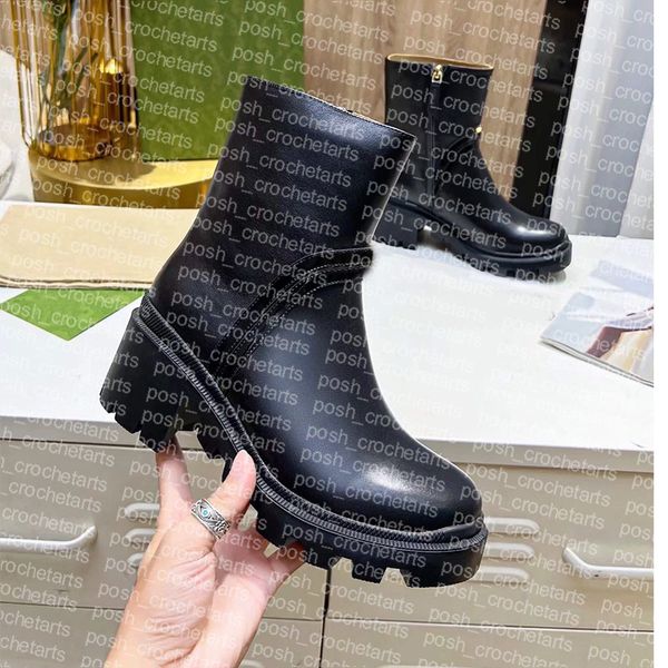 interlocking cowhide leather boots for women's footwear short booties sold with box, Black
interlocking cowhide leather boots for women's footwear short booties sold with box, Black