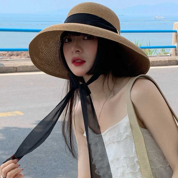 beanie/skull caps summer big brim hat straw women's french sunscreen hepburn style sun beach foldable fashion t221201, Blue;gray
beanie/skull caps summer big brim hat straw women's french sunscreen hepburn style sun beach foldable fashion t221201, Blue;gray
