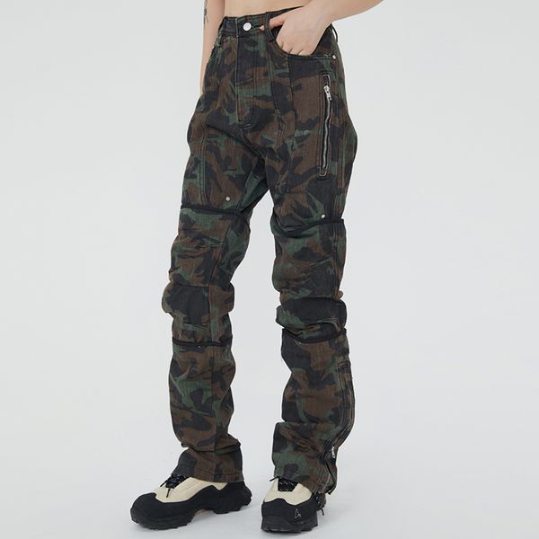 ankle zipper camouflage casual baggy cargo pants for men and women straight trousers hip hop overalls, Black;brown
ankle zipper camouflage casual baggy cargo pants for men and women straight trousers hip hop overalls, Black;brown