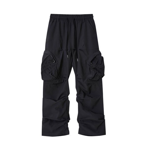 pleated drawstring cargo pants for men and women straight black straight casual oversized trousers, Black;brown
pleated drawstring cargo pants for men and women straight black straight casual oversized trousers, Black;brown