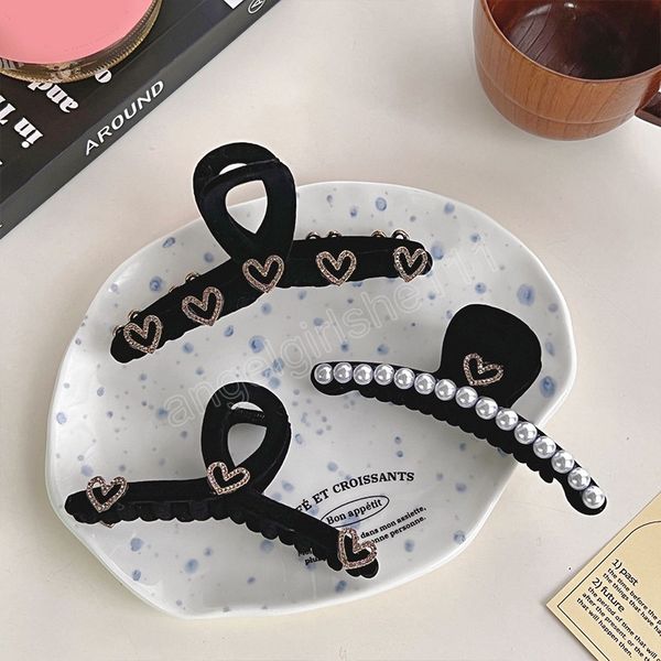 elegant hair claw clip black plastic heart barrette false pearl flocking crab ladies ponytail pins headband hair accessories, Slivery;white
elegant hair claw clip black plastic heart barrette false pearl flocking crab ladies ponytail pins headband hair accessories, Slivery;white