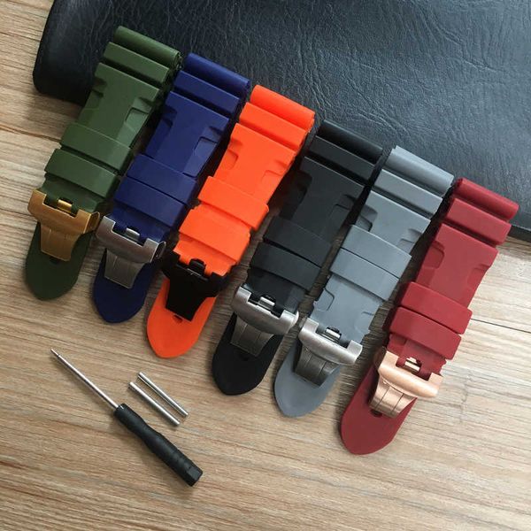 watch bands 24 26mm black orange blue red gray green silicone rubber whatchband for pam radiomir watch strap butterfly buckle with engraving, Black;brown
watch bands 24 26mm black orange blue red gray green silicone rubber whatchband for pam radiomir watch strap butterfly buckle with engraving, Black;brown