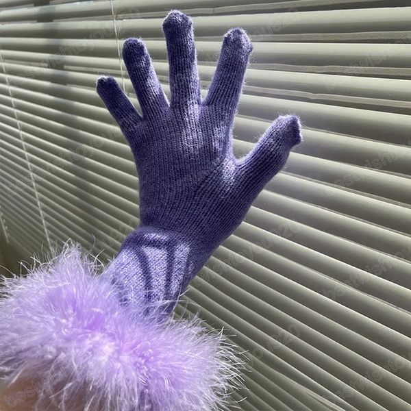 fashion feather knitted cashmere gloves women y2k autumn winter party long gloves solid warm five-finger gloves girl, Blue;gray
fashion feather knitted cashmere gloves women y2k autumn winter party long gloves solid warm five-finger gloves girl, Blue;gray