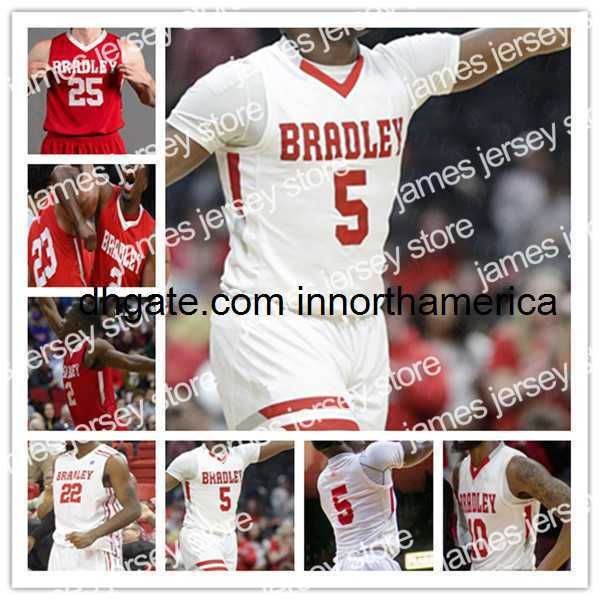 Image of College Basketball Wears Custom College Basketball Bradley Braves Jersey Darrell Brown Ja&#039;shon Henry Danya by Koch Bar Ari Boya