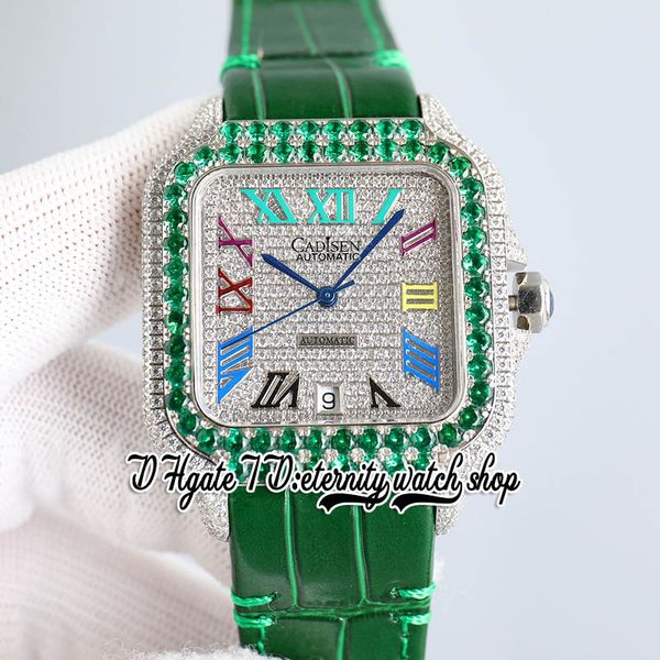 twf tw0009 m8215 automatic mens watch 40mm green iced out big diamond bezel paved diamonds dial colour roman markers leather strap super edi, Slivery;brown
twf tw0009 m8215 automatic mens watch 40mm green iced out big diamond bezel paved diamonds dial colour roman markers leather strap super edi, Slivery;brown