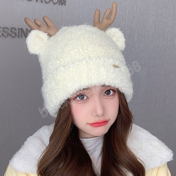 fashion antlers hat for women girls winter solid color cute knitted beanies hat female lovely thickened soft keep warm cap, Blue;gray
fashion antlers hat for women girls winter solid color cute knitted beanies hat female lovely thickened soft keep warm cap, Blue;gray