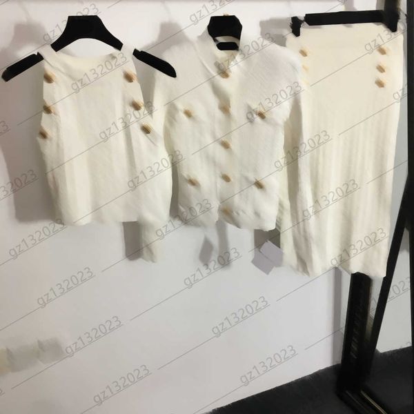 womens three pieces dress custom lion head buttons long sleeve knitwear vertical stripe sleeveless knit vest half-zipper high-waisted skirt, White
womens three pieces dress custom lion head buttons long sleeve knitwear vertical stripe sleeveless knit vest half-zipper high-waisted skirt, White