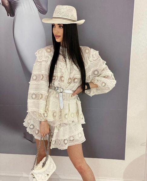 women's t shirts spring o neck lantern sleeve hollow out embroidery ruffles lace edge women silk cotton shirt top, White
women's t shirts spring o neck lantern sleeve hollow out embroidery ruffles lace edge women silk cotton shirt top, White