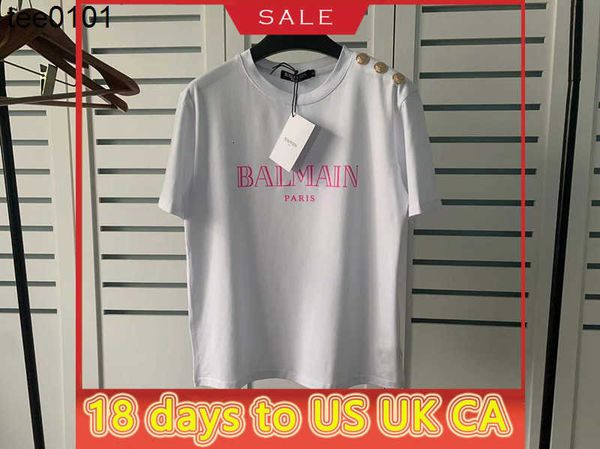 2022ss tee spring and summer new balman short sleeve shoulder gold button bronzed letter cotton t-shirt lovers, White
2022ss tee spring and summer new balman short sleeve shoulder gold button bronzed letter cotton t-shirt lovers, White