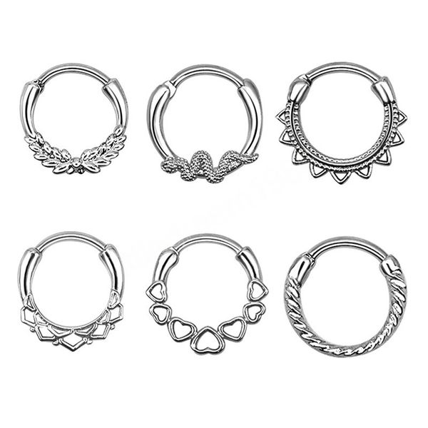 surgical steel hoop septum nose ring hinged clicker segment cartilage earrings piercing ear tragus helix body jewelry, Silver
surgical steel hoop septum nose ring hinged clicker segment cartilage earrings piercing ear tragus helix body jewelry, Silver