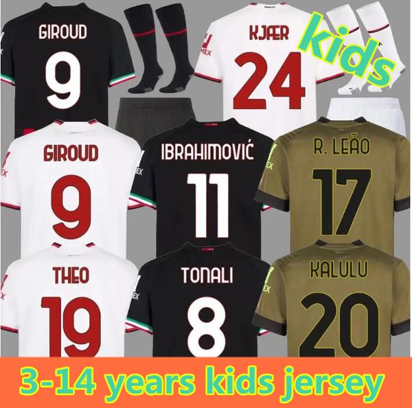 kids soccer jerseys ac ibrahimovic 3-14 years football shirts shorts and socks 2022 2023 tonali rebic theo brahim r.leao lazetic fourth 4th, Black
kids soccer jerseys ac ibrahimovic 3-14 years football shirts shorts and socks 2022 2023 tonali rebic theo brahim r.leao lazetic fourth 4th, Black