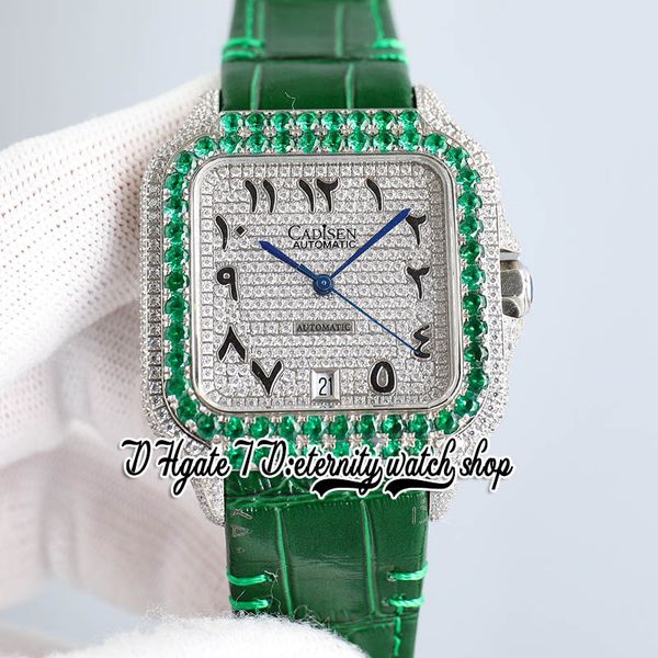 twf tw0009 m8215 automatic mens watch 40mm green iced out big diamond bezel paved diamonds dial black arabic markers leather strap super edi, Slivery;brown
twf tw0009 m8215 automatic mens watch 40mm green iced out big diamond bezel paved diamonds dial black arabic markers leather strap super edi, Slivery;brown