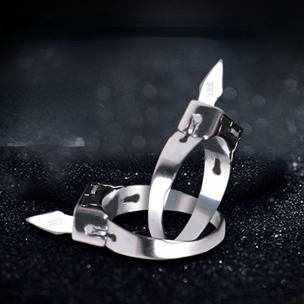 stainless steel ring geometrically simple hidden blade self defense adjustable open ring silver couple titanium steel ring, Golden;silver
stainless steel ring geometrically simple hidden blade self defense adjustable open ring silver couple titanium steel ring, Golden;silver