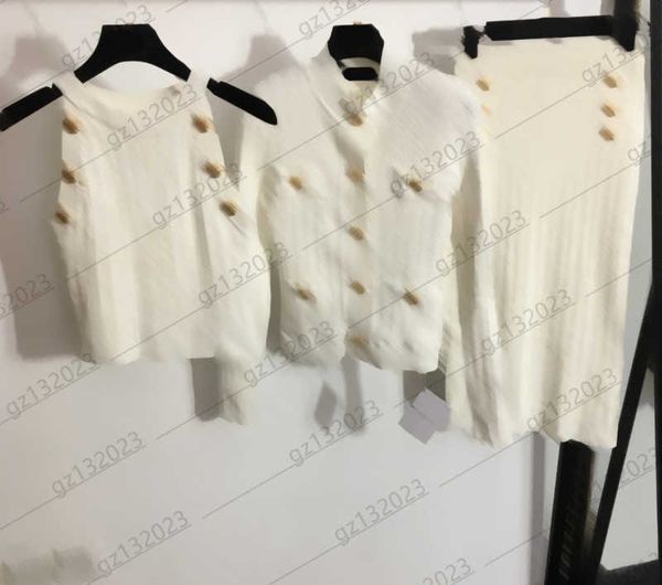 womens three pieces dress custom lion head buttons long sleeve knitwear vertical stripe sleeveless knit vest half-zipper high-waisted skirt, White
womens three pieces dress custom lion head buttons long sleeve knitwear vertical stripe sleeveless knit vest half-zipper high-waisted skirt, White