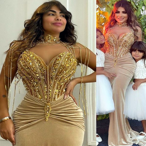 2023 arabic aso ebi gold mermaid prom dresses beaded crystals sequins evening formal party second reception birthday engagement gowns dress, Black
2023 arabic aso ebi gold mermaid prom dresses beaded crystals sequins evening formal party second reception birthday engagement gowns dress, Black