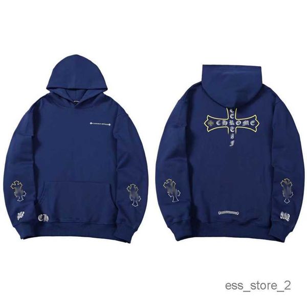 ch luxury classic mens hoodie designer fashion zipper brand ch sweatshirts horseshoe sanskrit cross print pullover hooded sweater coat women, Black
