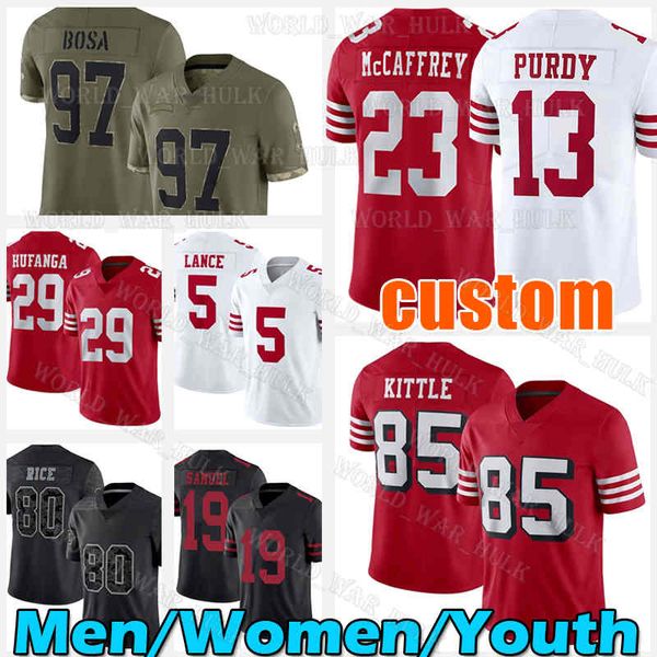 85 george kittle 13 brock purdy jersey christian mccaffrey football talanoa hufanga kyle juszczyk nick bosa san francisco 49ers 5 trey lance, Black;red
85 george kittle 13 brock purdy jersey christian mccaffrey football talanoa hufanga kyle juszczyk nick bosa san francisco 49ers 5 trey lance, Black;red