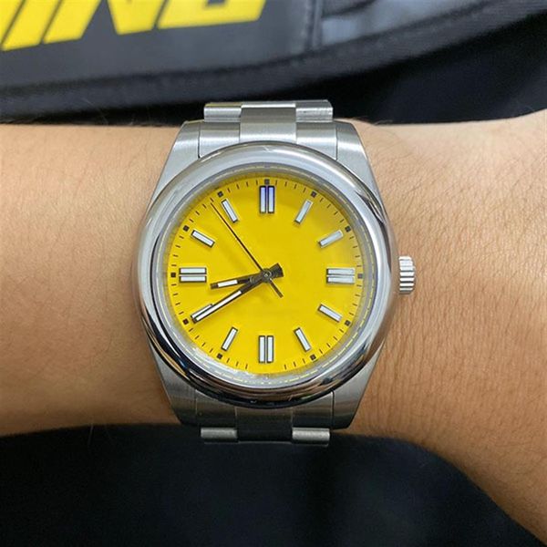 st9 steel watch fixed domed bezel 36mm yellow dial automatic mechanical r series brilliant mens watches luminous hands and markers263k, Slivery;brown
st9 steel watch fixed domed bezel 36mm yellow dial automatic mechanical r series brilliant mens watches luminous hands and markers263k, Slivery;brown