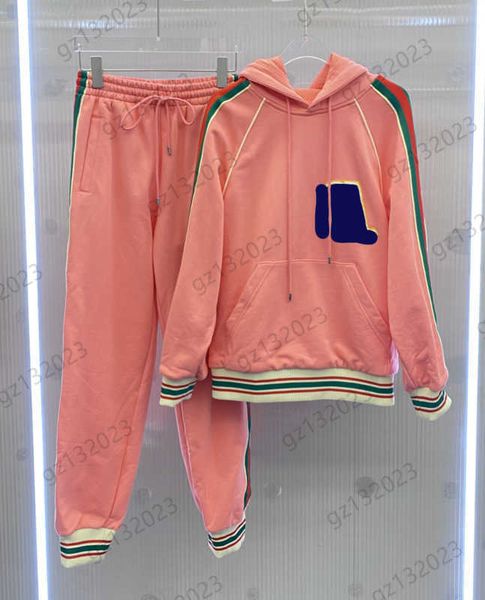 tracksuit womens two piece pants contrast color ribbon logo embroidery hooded pullover sweatshirts high waist drawstring trousers luxury bra, White
tracksuit womens two piece pants contrast color ribbon logo embroidery hooded pullover sweatshirts high waist drawstring trousers luxury bra, White