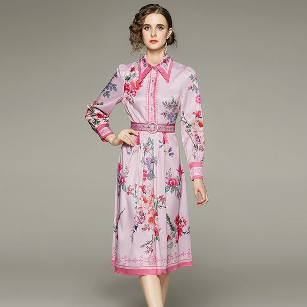 elegant pink midi belted midi floral dress long sleeve 2022 runway printed women fashion casual button shirt dresses stylish ladies office p, Black;gray
elegant pink midi belted midi floral dress long sleeve 2022 runway printed women fashion casual button shirt dresses stylish ladies office p, Black;gray