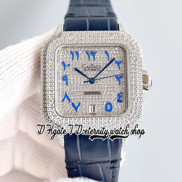 twf tw0030 m8215 automatic mens watch 40mm iced out diamond bezel paved diamonds dial blue arabic markers leather strap 2022 super edition e, Slivery;brown
twf tw0030 m8215 automatic mens watch 40mm iced out diamond bezel paved diamonds dial blue arabic markers leather strap 2022 super edition e, Slivery;brown