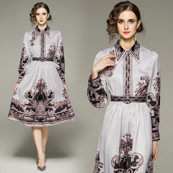 vintage court print midi belted dress long sleeve 2022 runway women stylish casual button shirt dresses elegant ladies office party designer, Black;gray
vintage court print midi belted dress long sleeve 2022 runway women stylish casual button shirt dresses elegant ladies office party designer, Black;gray