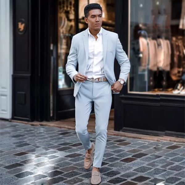 new notch lapel slim fit two pieces suit for wedding one button light sky blue men's jacket and pants, Black;gray
new notch lapel slim fit two pieces suit for wedding one button light sky blue men's jacket and pants, Black;gray