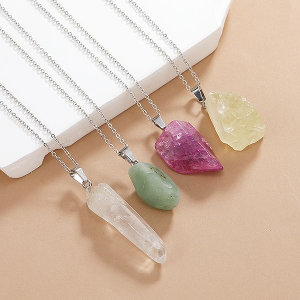 natural irregular rough raw fluorite stone pendant healing crystal gemstone stainless steel chain necklace women jewelry, Silver
natural irregular rough raw fluorite stone pendant healing crystal gemstone stainless steel chain necklace women jewelry, Silver