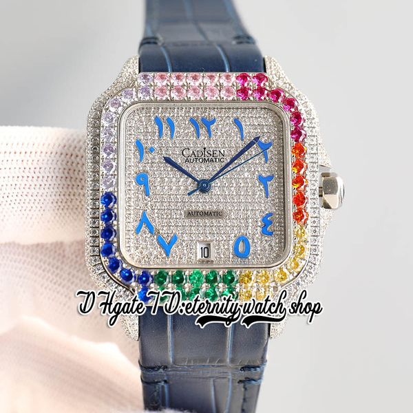 twf tw0030 m8215 automatic mens watch 40mm rainbow iced out big diamond bezel paved diamonds dial blue arabic markers leather strap super ed, Slivery;brown
twf tw0030 m8215 automatic mens watch 40mm rainbow iced out big diamond bezel paved diamonds dial blue arabic markers leather strap super ed, Slivery;brown