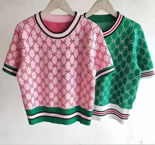 women's knits 2022 summer diamonds knitted sweater tees women contrast color plaid loose pullover short sleeve o-neck knit sweaters, White
women's knits 2022 summer diamonds knitted sweater tees women contrast color plaid loose pullover short sleeve o-neck knit sweaters, White