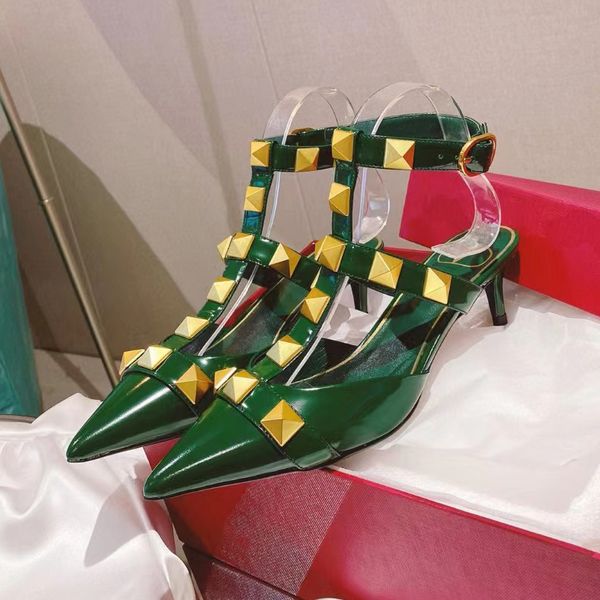 with box valentinoly''designer vt sandal designer pointy toe double shoelace stud high heel shoes 45cm patent leather willow nail, Black
with box valentinoly''designer vt sandal designer pointy toe double shoelace stud high heel shoes 45cm patent leather willow nail, Black