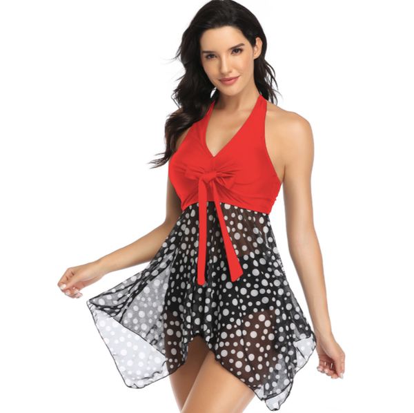 fancy front bowtie halter red swimwear sets with black spots chiffon irregular above knee length dress three pieces women swimwear
fancy front bowtie halter red swimwear sets with black spots chiffon irregular above knee length dress three pieces women swimwear