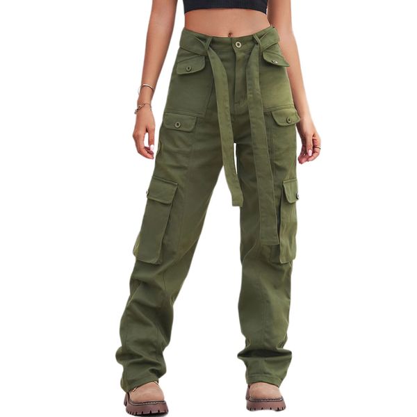 women casual cargo jogger pants denim multi-pocket loose trousers, Black;white
women casual cargo jogger pants denim multi-pocket loose trousers, Black;white