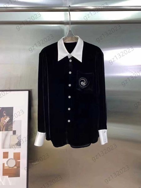 womens blouses velvet fabric drill custom brooch brand blouse contrast color spliced lapels button flap shirts fashion designer women cloth, White
womens blouses velvet fabric drill custom brooch brand blouse contrast color spliced lapels button flap shirts fashion designer women cloth, White