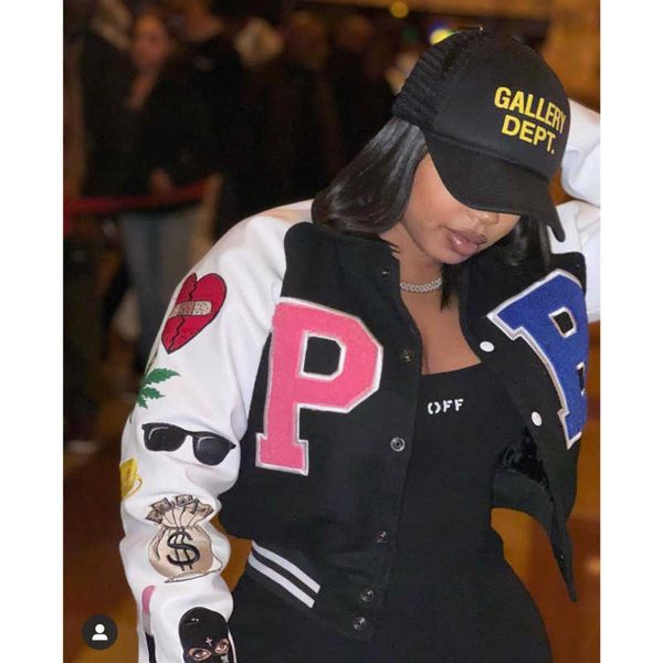 women jacket designer 2023 new fashion wear autumn and winter casual thread printed contrast baseball uniform bomber coat, Black;brown
women jacket designer 2023 new fashion wear autumn and winter casual thread printed contrast baseball uniform bomber coat, Black;brown