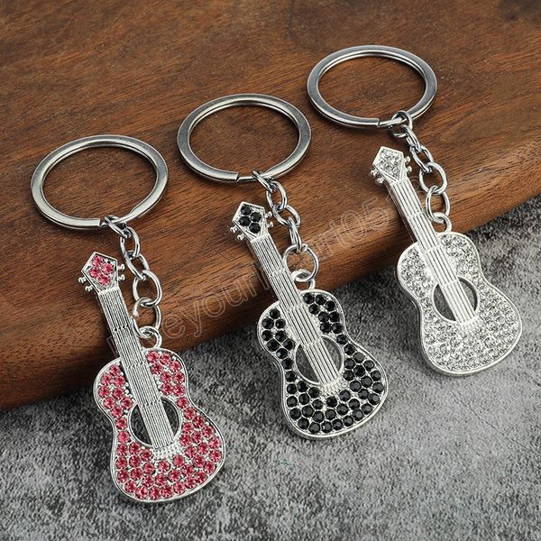 metal guitar keychain rhinestone guitar key ring fashion musical instruments pendant for man women gift jewelry, Silver
metal guitar keychain rhinestone guitar key ring fashion musical instruments pendant for man women gift jewelry, Silver