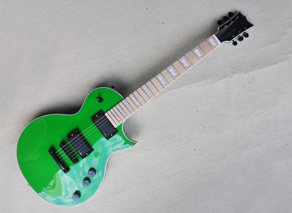 green 6 strings electric guitar with white binding maple fretboard can be customized
green 6 strings electric guitar with white binding maple fretboard can be customized