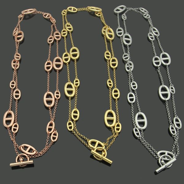 designer jewelry silver gold sweater chains 120cm long necklaces for women girl gift rose golden h logo fahion style
designer jewelry silver gold sweater chains 120cm long necklaces for women girl gift rose golden h logo fahion style