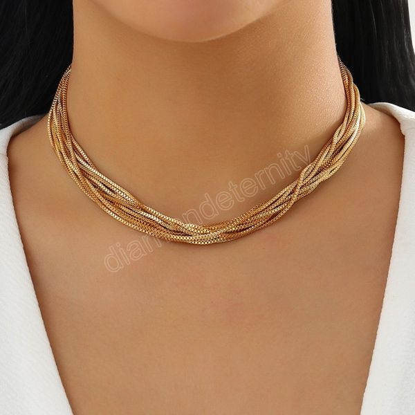 fashion multi-layered simple chain necklace for women vintage gold color statement choker sweater necklace party jewelry gifts, Silver
fashion multi-layered simple chain necklace for women vintage gold color statement choker sweater necklace party jewelry gifts, Silver