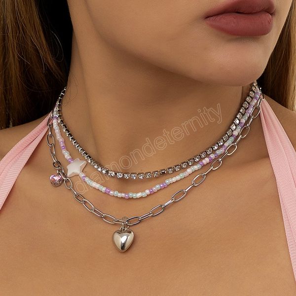 bohemian multi-layer crystal acrylic star beads heart pendant necklace statement silver color chocker necklace party jewelry
bohemian multi-layer crystal acrylic star beads heart pendant necklace statement silver color chocker necklace party jewelry