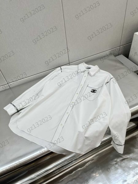 womens blouses shirts chest logo embroidery striped trim lapels blouse irregular hem design button open long sleeve shirt designer women cl, White
womens blouses shirts chest logo embroidery striped trim lapels blouse irregular hem design button open long sleeve shirt designer women cl, White