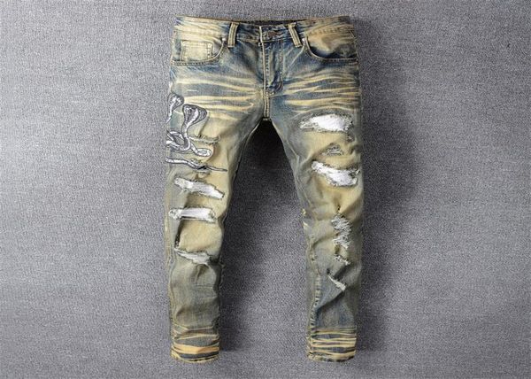 men039s jeans delivery 2021 snake embroidered retro denim slim skinny holes pu leather patchwork stretch pants7388703, Blue
men039s jeans delivery 2021 snake embroidered retro denim slim skinny holes pu leather patchwork stretch pants7388703, Blue