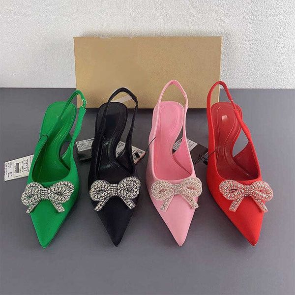 dress za2022 new sandals high pointed back strap bowknot rhinestone chain light trim slim heel shallow mouth women's shoes, Black
dress za2022 new sandals high pointed back strap bowknot rhinestone chain light trim slim heel shallow mouth women's shoes, Black