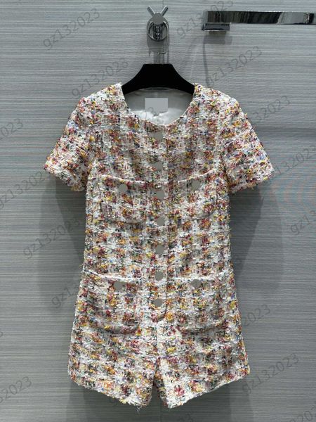 womens designer jumpsuit contrast color soft tweed weave jumpsuits custom button-down short sleeves bodysuit shorts fashion brand early spri, Black;white
womens designer jumpsuit contrast color soft tweed weave jumpsuits custom button-down short sleeves bodysuit shorts fashion brand early spri, Black;white