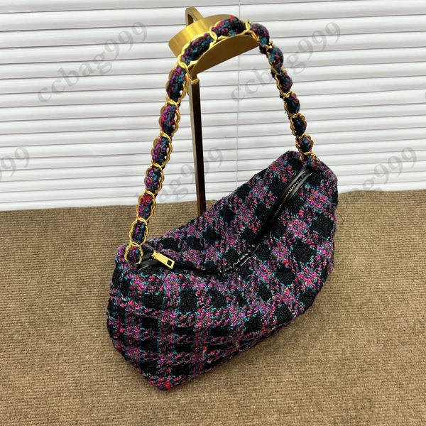 french f/w maxi tweed hobo designer bags purple woolen two-tone quilted gold hardware badge chain shoulder womens large capacity underarm to
french f/w maxi tweed hobo designer bags purple woolen two-tone quilted gold hardware badge chain shoulder womens large capacity underarm to