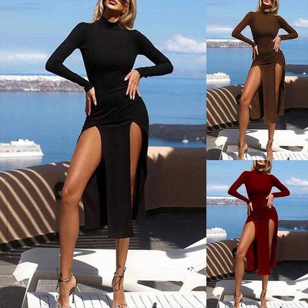 fd autumn casual dresses solid color slim-fit double slit half-high collar, Black;gray
fd autumn casual dresses solid color slim-fit double slit half-high collar, Black;gray