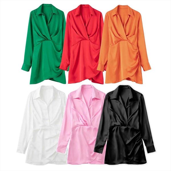 wholesale summer style candy dresses color lapel silk satin texture long sleeve, Black;gray
wholesale summer style candy dresses color lapel silk satin texture long sleeve, Black;gray