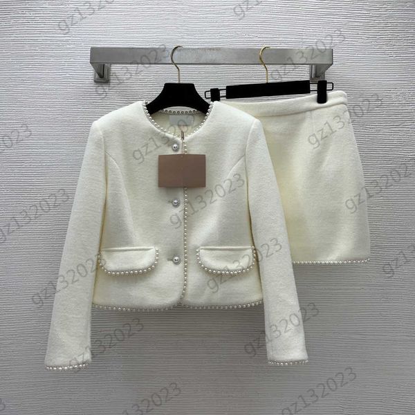 womens two pieces dress pearl trimmed round neck long sleeves short jacket invisible zipper high-waisted a-line skirt luxury brand women clo, White
womens two pieces dress pearl trimmed round neck long sleeves short jacket invisible zipper high-waisted a-line skirt luxury brand women clo, White