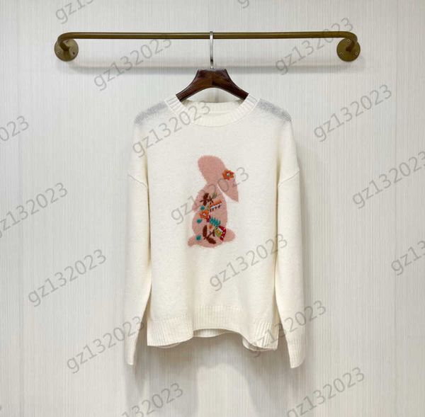 womens sweaters chest hand-made three-dimensional rabbit embroidery round collar pullover knitted sweater pure wool warm slim knitwear women, White;black
womens sweaters chest hand-made three-dimensional rabbit embroidery round collar pullover knitted sweater pure wool warm slim knitwear women, White;black