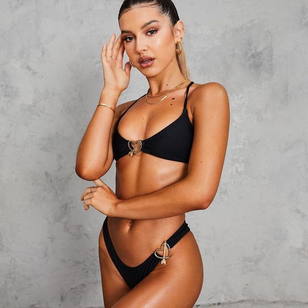 women's swimwear black bikini cross border swimsuit women's high waist heart split swimset, White;black
women's swimwear black bikini cross border swimsuit women's high waist heart split swimset, White;black
